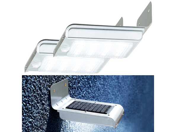 2 appliques murales solaires avec capteur PIR et capteur d'obscurité - Deluxe