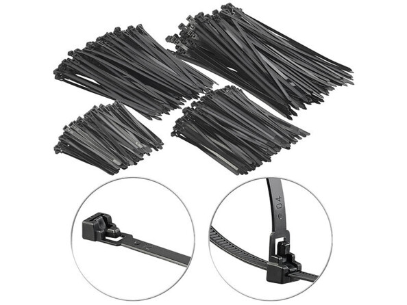 400 colliers de serrage réutilisables 150/200/250/300 x 7,6 mm