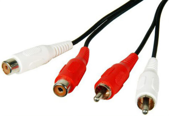 Câble avec 2 RCA mâles et 2 RCA femelles - 2,5 m