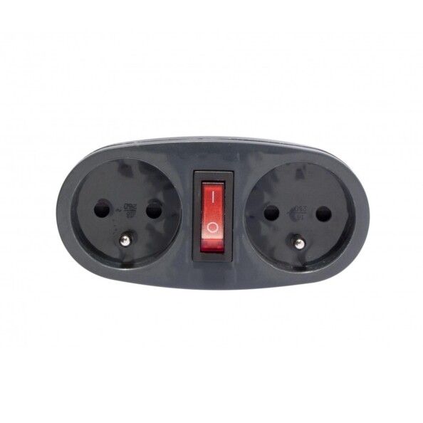 Adaptateur avec 2 prises 230 V et interrupteur.