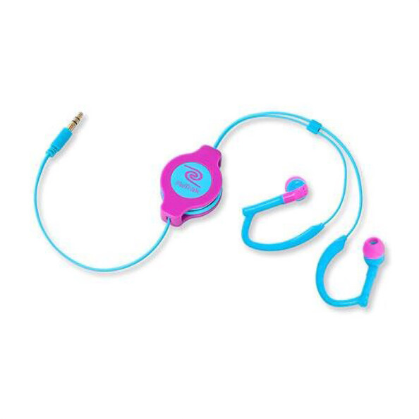 Écouteurs intra-auriculaires rétractables sport - Bleu/Rose