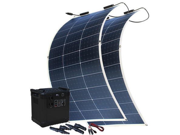 batterie nomade 455 ah avec schéma de possibilités de charge et de connexion 