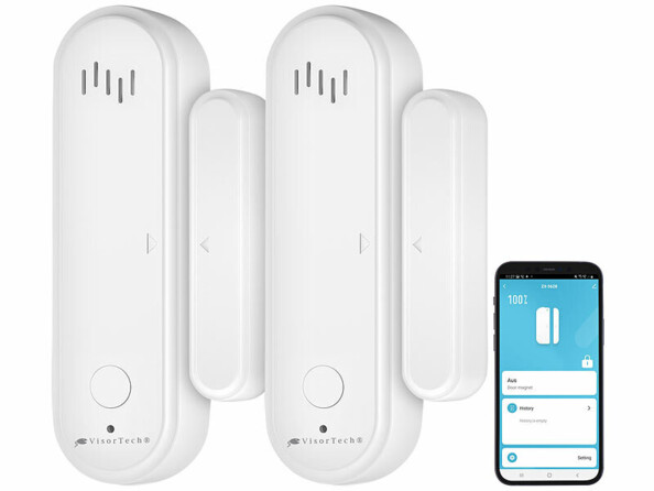 2 déclencheurs d'alarme en 2 parties pour fenêtre ou porte de la marque VisorTech