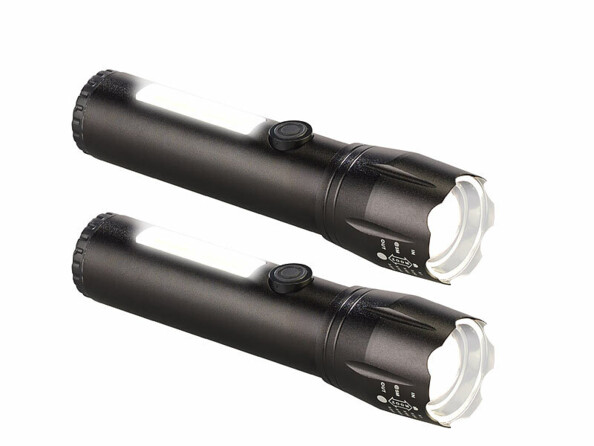 Pack de 2 lampes de poche et de travail à LED COB de la marque Pearl