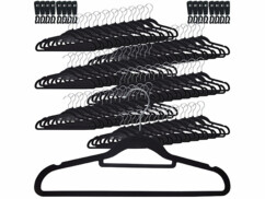 Pack de 120 cintres effet velours avec clips coloris noir de la marque PEARL