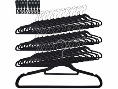 Pack de 60 cintres effet velours avec clips coloris noir de la marque PEARL