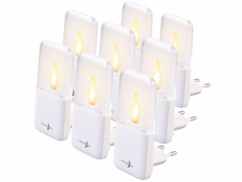 Pack de 8 veilleuses LED effet flamme secteur avec capteur d'obscurité de la marque Lunartec