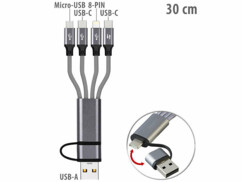 câble USB-C / USB-A vers Lightning / USB-C / Micro USB 30 cm