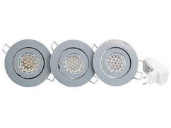 3 Spots gris encastrables - 19 LED bleues