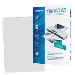 100 pochettes de plastification A3 -75 microns Waytex