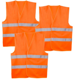 3 gilets de sécurité oranges
