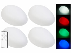 4 galets lumineux solaires à LED RVBB télécommandés de la marque Lunartec