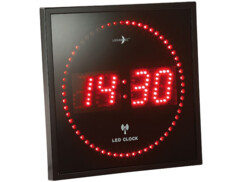 Horloge digitale murale radiopilotée à LED rouges de la marque Lunartec