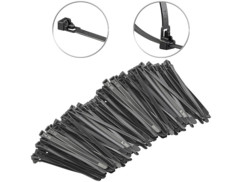 200 colliers de serrage réutilisables - Noir - 150 x 7,6 mm