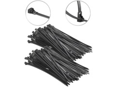 200 colliers de serrage réutilisables - Noir - 300 x 7,6 mm