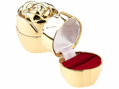 Lot de 2 écrins pour bague style rose en métal brillant.