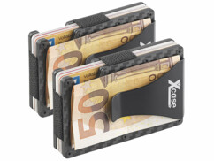 Deux étuis RFID en carbone de la marque XCase.