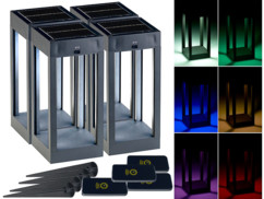 4 lanternes solaires d'extérieur télécommandées à couleur changeante 80 lm