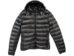 Doudoune ultralégère en duvet avec col montant et capuche - Noir - Taille S