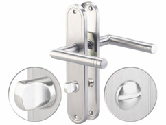 Garniture de porte en inox pour portes de WC/SdB: 2 poignées sur plaque AGT