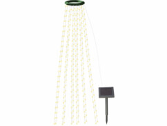 Guirlande lumineuse solaire à effet cascade 12 fils / 300 LED - Blanc chaud