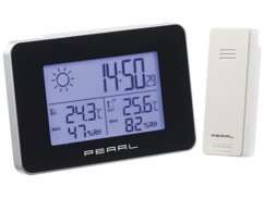 Station météo & horloge radio-pilotée avec capteur extérieur sans fil PearlCapteur extérieur sans fil, portée jusqu'à 60 m