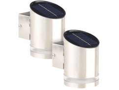2 appliques solaires à LED 20 lm en acier inoxydable