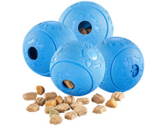 4 balles à nourriture pour chien, en caoutchouc naturel