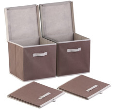 2 boîtes de rangement pliables avec couvercle - Brun Pearl