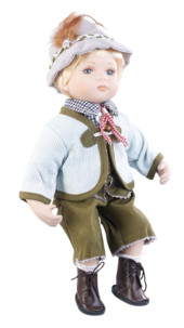 petite poupee en porcelaine vintage retro avec habit traditionnel bavarois baviere