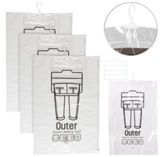 3 sacs de mise sous vide pour vêtements avec porte-pantalons - 67 x 100 cm