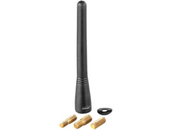 Mini antenne souple coloris noir 10 cm avec adaptateurs M5, M6, M7 fournis pour installation du le toit d'un véhicule