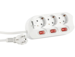 Multiprise à 3 prises et 3 interrupteurs individuels de la marque Revolt