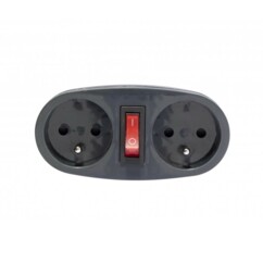 Adaptateur avec 2 prises 230 V et interrupteur.