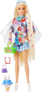 Poupée Barbie Extra avec robe fleurie et son lapin de compagnie
