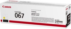 Toner original 067 jaune de la marque Canon pour imprimante laser i-SENSYS dans son emballage carton
