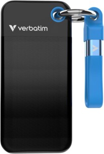 Disque dur externe SSD Pocket 1 To coloris noir/bleu de la marque Verbatim