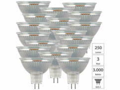 18 spots LED GU5.3 - 3 W - 250 lm - Blanc chaud