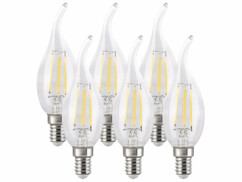 6 ampoules LED à filament bougie E14 - 4 W - 470 lm - Blanc chaud
