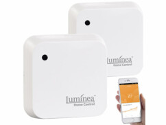 2 capteurs de luminosité connectés vue de face avec application du téléphone ouverte