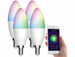 Ampoule LED connectée E14 LAV-155.rgbw Luminea Home Control. Contrôle par application gratuite et commande vocale