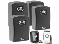 Quatre coffre-forts XCase d'extérieur connectés à fonction bluetooth.