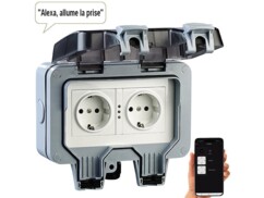 Double prise saillante d'extérieur en saillie connectée SF-530.avs avec commandes vocales