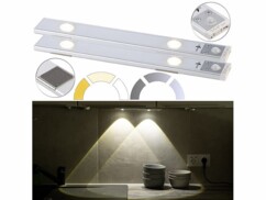 2 réglettes LED CCT sans fil avec 2 faisceaux lumineux d'ambiance de la marque Lunartec