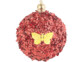 12 boules de Noël rouge et or à plumes et paillettes