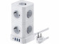 Multiprise colonne 9 prises avec 4 ports USB 